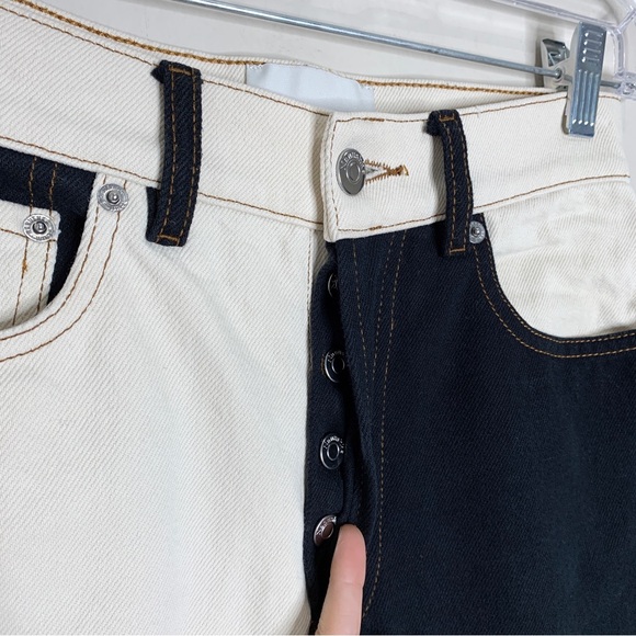 Nanushka Kemia Two Tone Straight Leg Jeans (Sz 24) Black / Cream - Picture 6 of 16